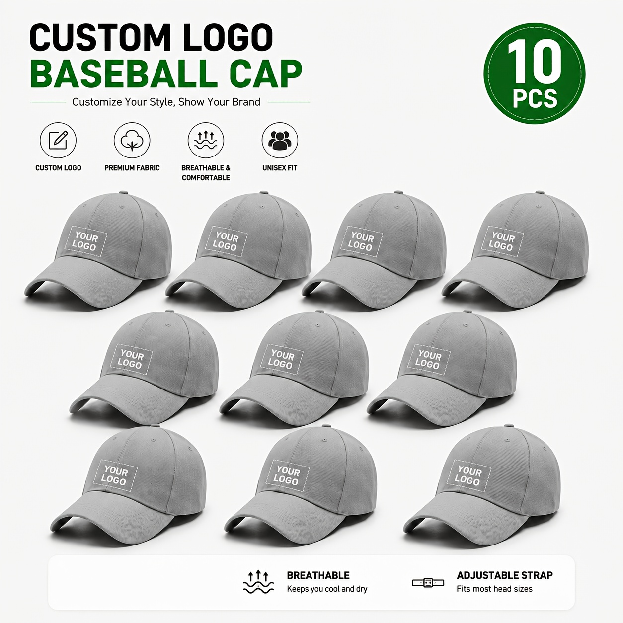 10pcs Custom Pattern Halloween Baseball Caps, Adjustable for Adults