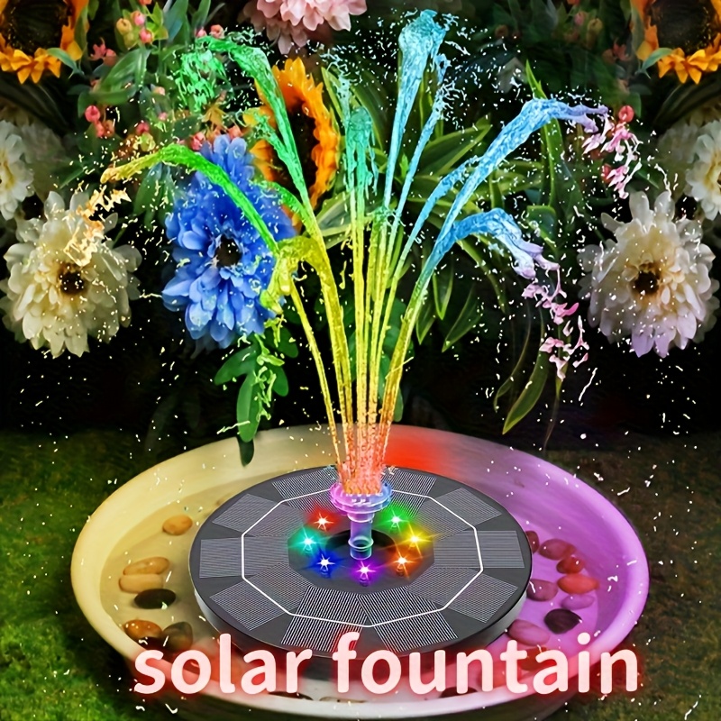 1pc solar powered bird bath fountain pump 3w 3 5w with color led lights plastic material 1500mah lithium solar battery removable photovoltaic module for gardens   swimming pools fish tanks aquariums outdoor