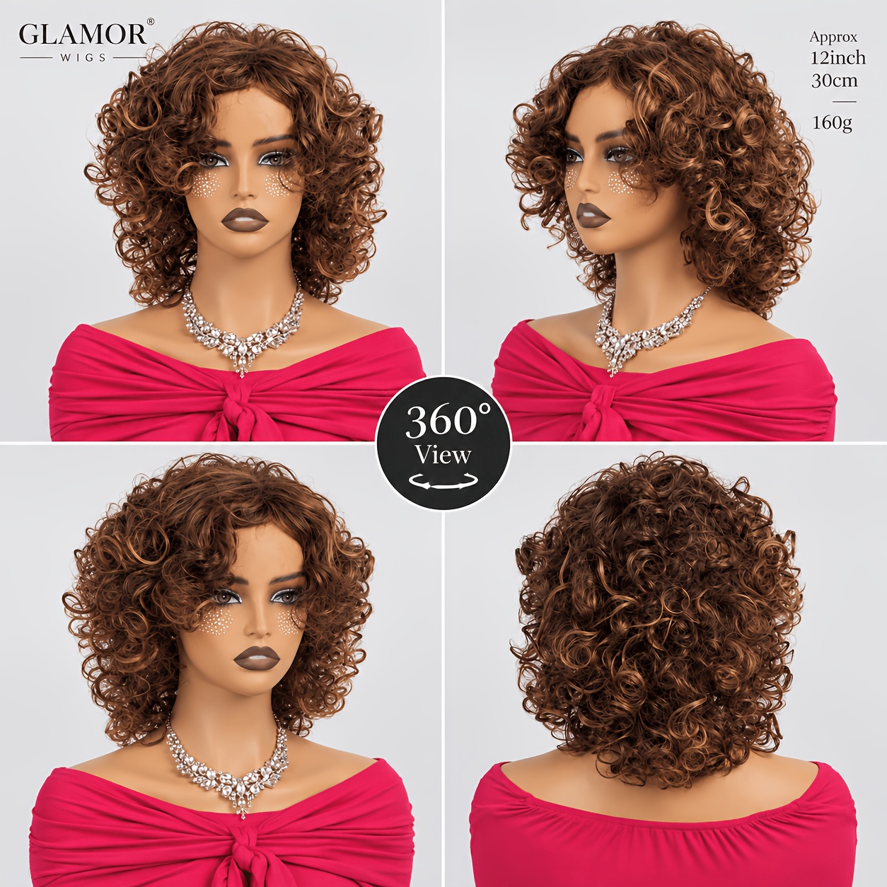 TEMU Short Spiral Wig, Brown Color, Layered, Lightweight, Natural, And Versatile. Features A Breathable . . Suitable For Casual Attire, Halloween,