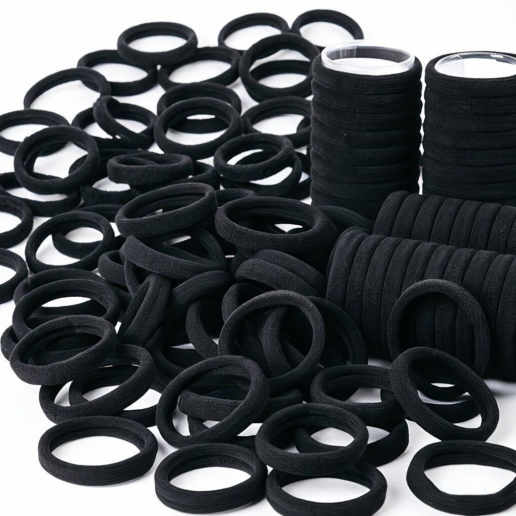 TEMU 56 piezas de ligas para el pelo negras, , elegantes y muy elásticas para mujer, con capacidad extragrande y duraderas, adecuadas para salidas y