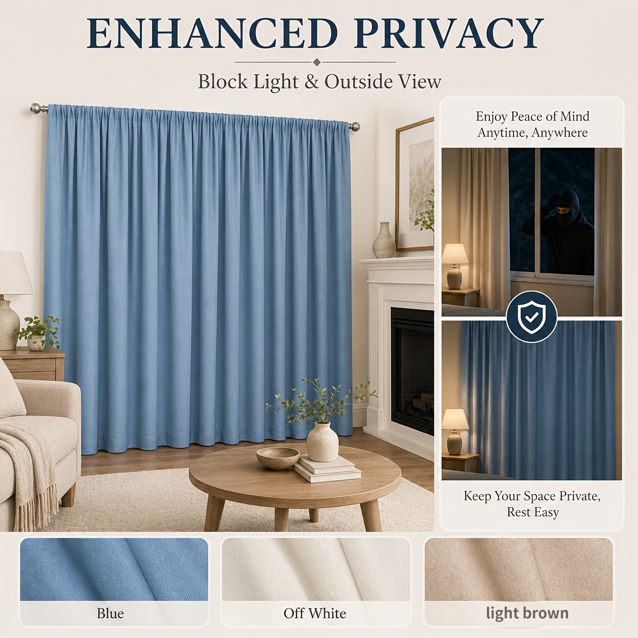 Blue nursery curtain detail