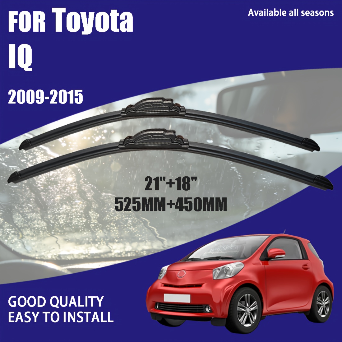 TEMU Spazzole tergicristallo aereo piatte da 21" 18" per parabrezza anteriore di modelli TOYOTA IQ dal 2009 al 2015, set tergicristallo anteriore per
