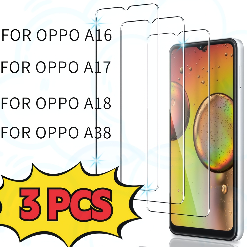 

99.9% Ultra Transparent Tempered Glass Screen Protector For Oppo A16 Series/oppo A17 Series/oppo A18/oppo A38, Perfect , High- Clear, No Bubbles, Screen Tempered Glass Protective Film