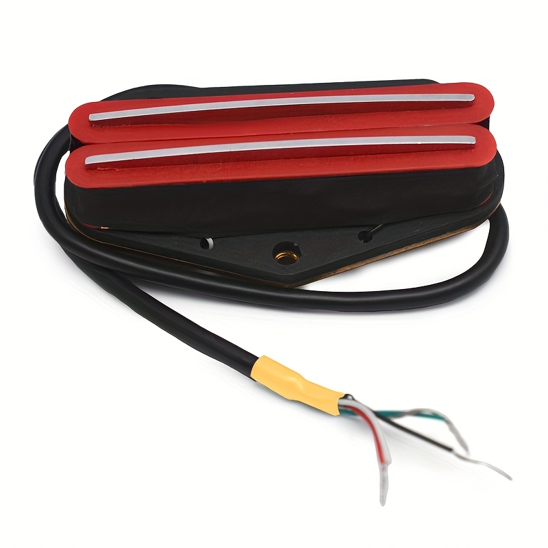 Alnico 2 Single-Coil Electric Guitar Bridge Pickup, 4-Conductor, Hot Rail Humbucker, 9K Golden-Plated Magnet Wire, Metal Construction, with Non-Magnetic Cover, for Uncharged - Black/White/Red/Yellow, Instrument Parts, Highoutput Pickup, Durable Pickup, Precision Wound Coil, Humbucker Pickup, DIY Guitarists, Professional Musicians