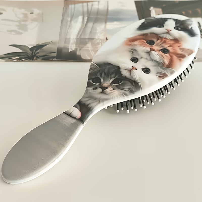 TEMU 1pc 4 Kitties Stacked Sitting Theme Cushion Comb, Air Cushion Comb, Anti-static, Fun High-quality Cheap Comb Gift