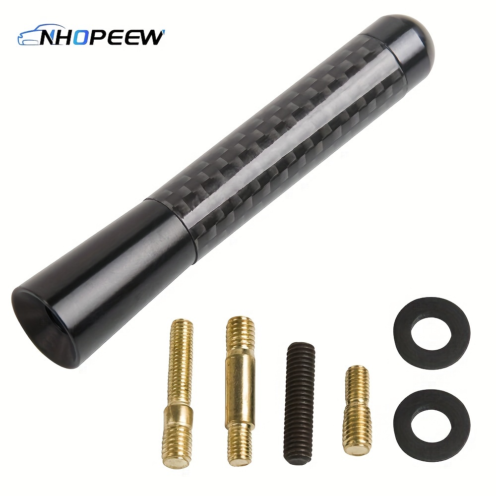 

Nhopeew 3in Carbon Fiber Short Antenna Aluminum Vehicle Car Screw-in Stubby Aerial Replacement