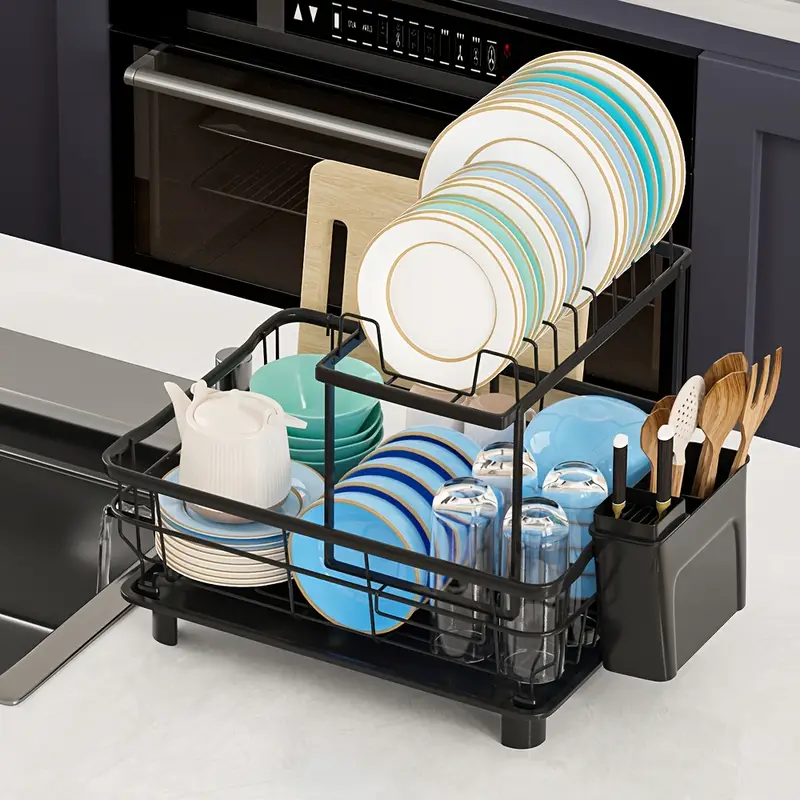 dish drying rack dish drainer for kitchen counter with utensil 2 tier dish rack with space saving large capacity and easy to drying dish drainers for kitchen sink Product details 4