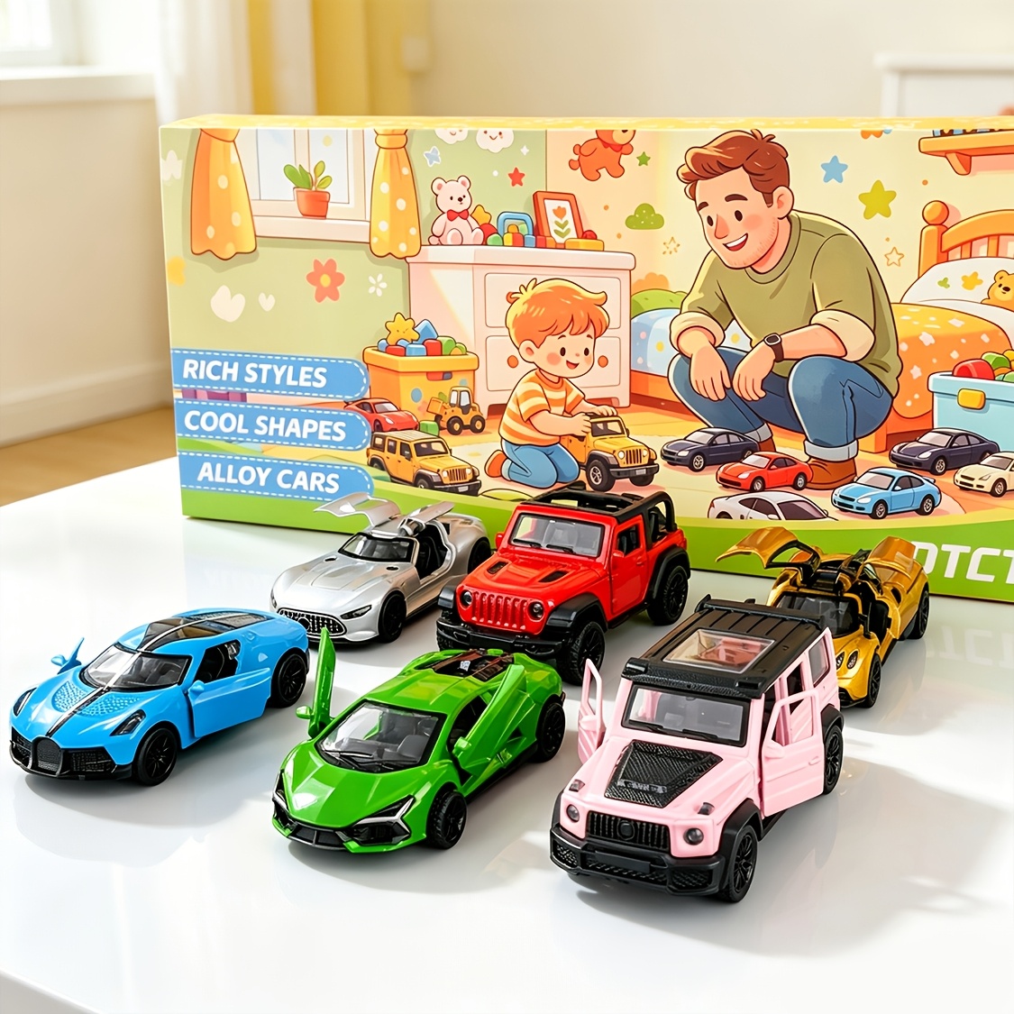 Image of 6pcs 1:43 Alloy Car Model Gift Box, Diecast Pull Back Toy Cars, Openable Doors, Realistic Mini Vehicles, Toy Cars For Kids Boys, Great For Birthday Gifts, Party Favors, Home Decor & Collection