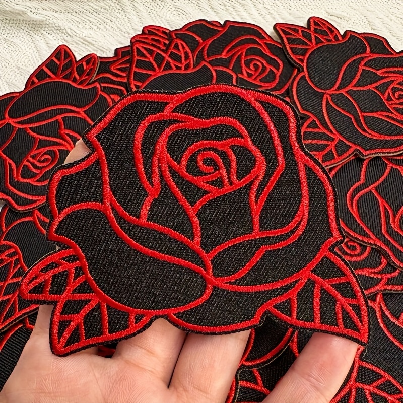 E-shop 3 Stück Rosen-Stickerei-Patches – Für Jeans, Jacken, Westen, Rucksäcke, Persönlichkeit, Trendige Accessoires, Valentinstag, Muttertagsgeschenk
