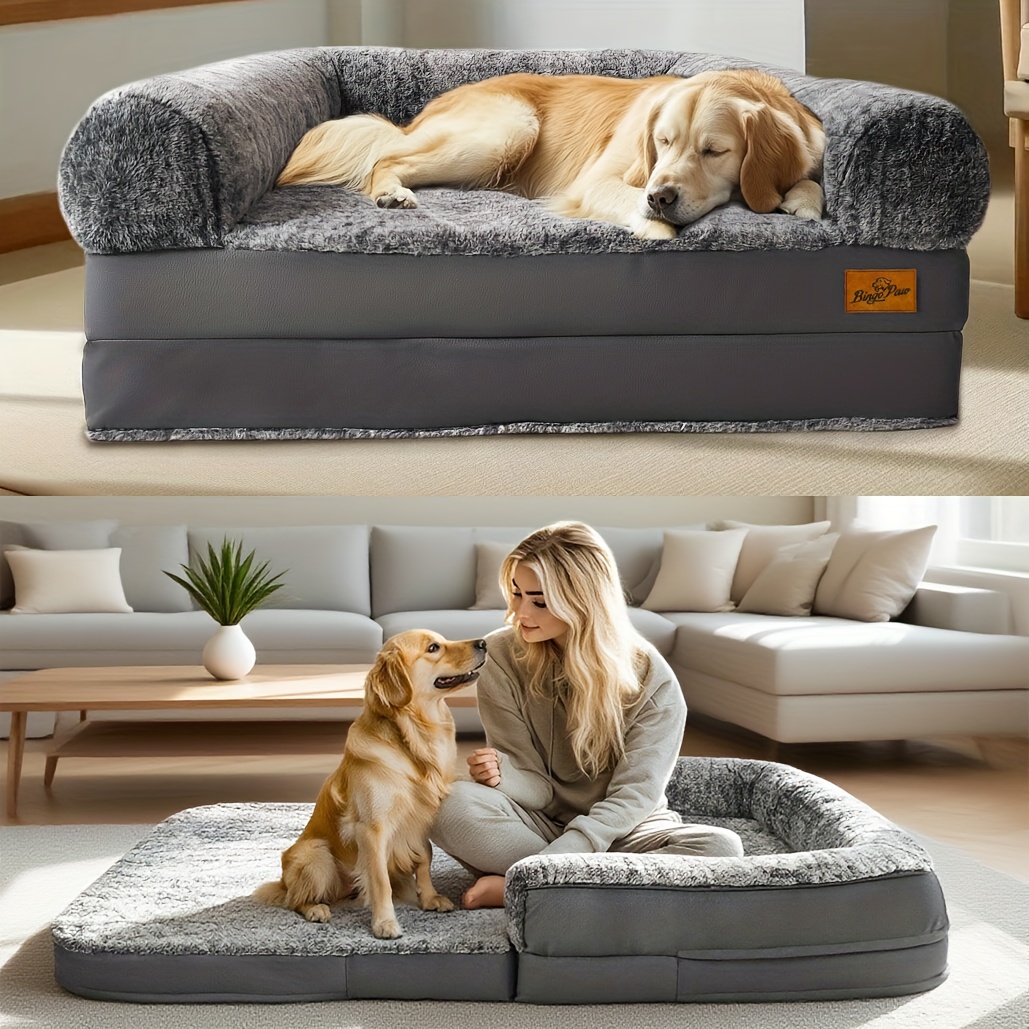 cama extra   para cães adequada para   | cama ortopédica para sestas com pelo sintético lavável | dobrável e portátil, adequada para  , lounge | proporciona     para dormir para   e animais de estimação