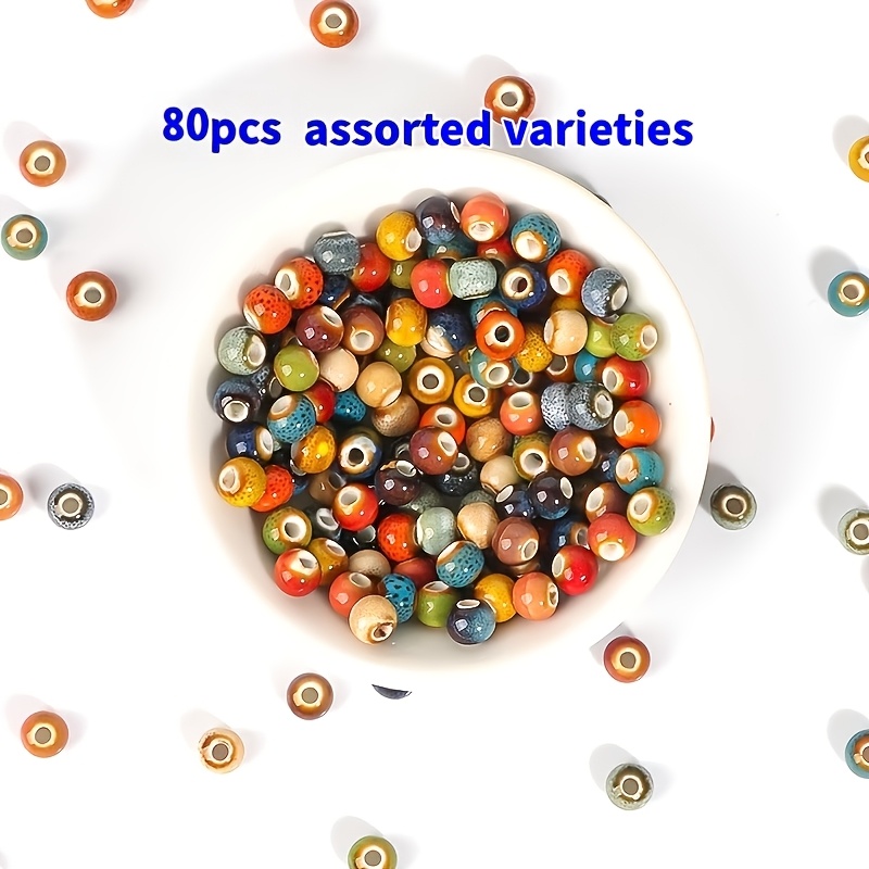 TEMU 80pcs Random Mixed Color 6mm Ceramic Round Beads, Multicolor Glazed Beads, Spacer Beads For Bracelet Making, Jewelry Accessories, Decorative