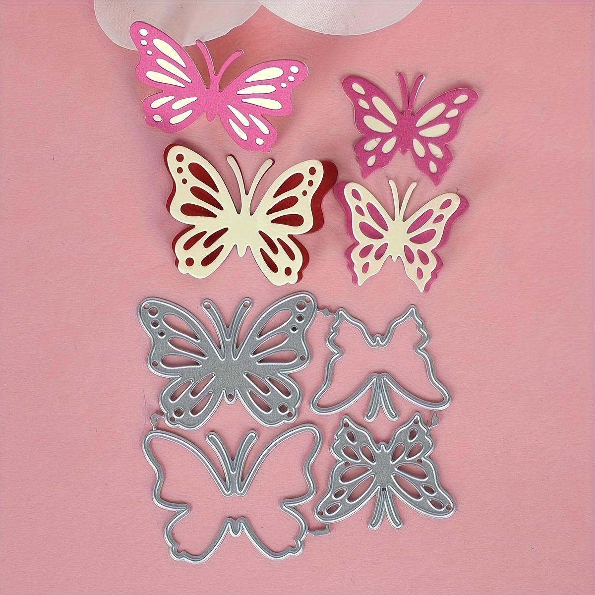 

4PCS Papillons Cadres Timbres Métal Découpe Matrices Pochoirs Pour DIY Scrapbooking Décoratif Gaufrage Découpe de Modèle de Matrice