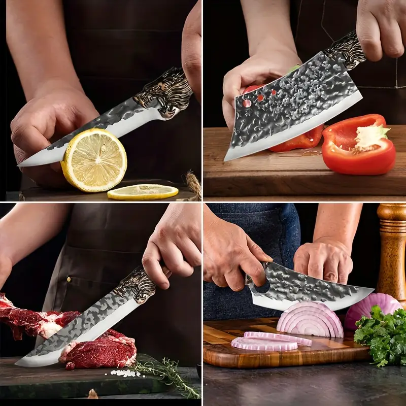 handmade 1 7pcs stainless steel kitchen knife set chefs knife bone cutting knife butchers knife kitchen scissors bone cutting duck and fish multiple ingredients     in   Product details 2