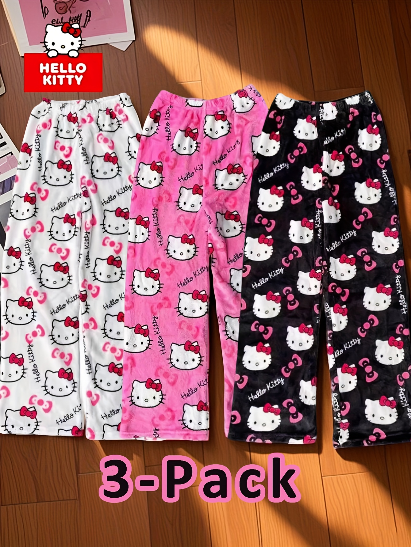 3-teiliger Damen Schlafanzug - Pyjama Set Mit Herzdruck Für Mädchen