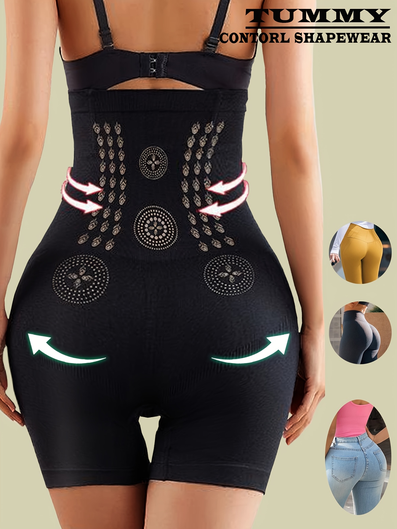 1pc High Waist Tummy Control Panties - Elegant Seamless Waist Trainer with Butt Lifter, Sheath Briefs for Women, Flat Belly & Hip Support, Black with Golden Accents, Tummy Control Shapewear, Sleek Design, Comfortable Fit