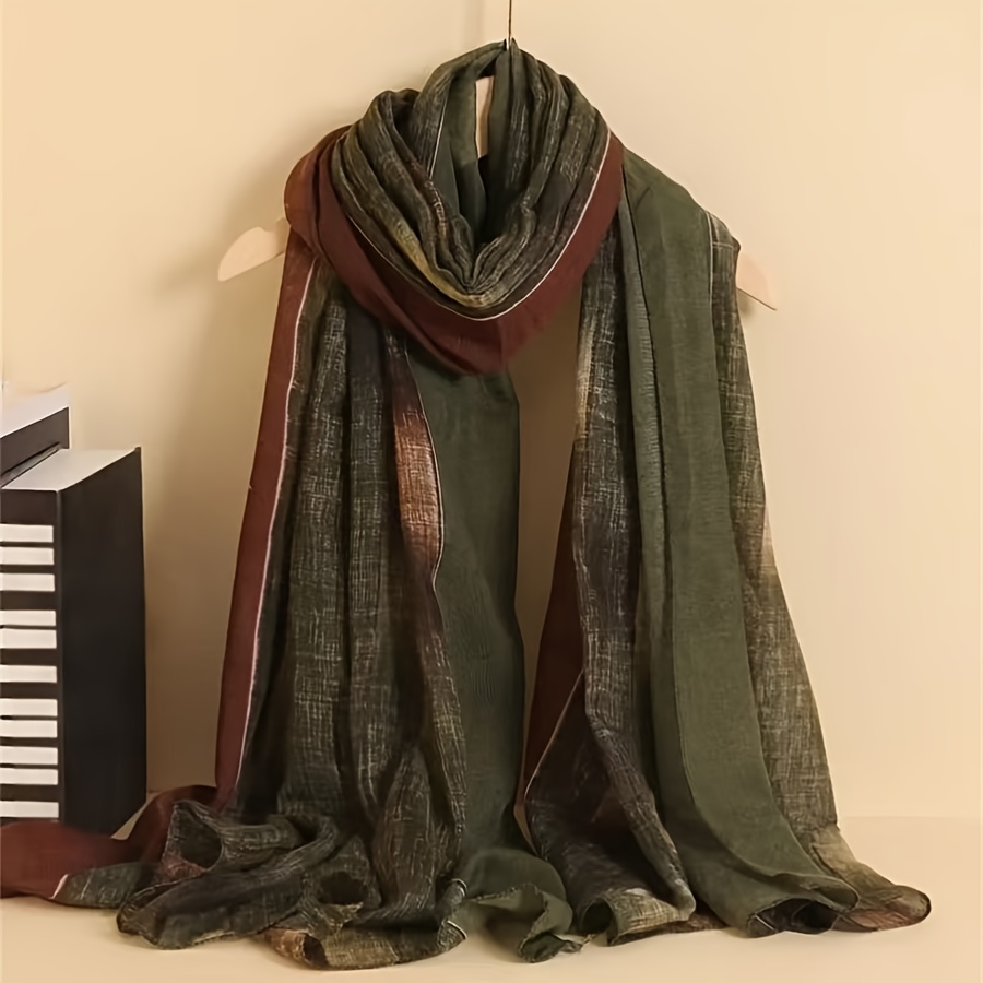 TEMU Neuer Herren-Schal mit Kontraststreifen, weicher Casual-Schal, modisches literarisches Accessoire, Paar-Stil