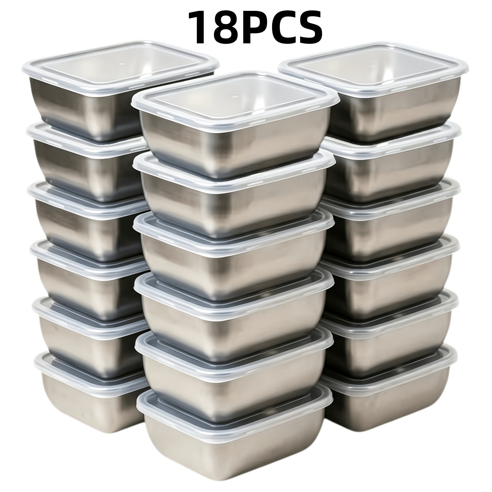 TEMU 18pcs Stainless Steel Bento Box Set, Stackable -keeping Containers, Leak-proof Fresh-keeping Bowls For Picnics And Camping, Kitchen For Freezing