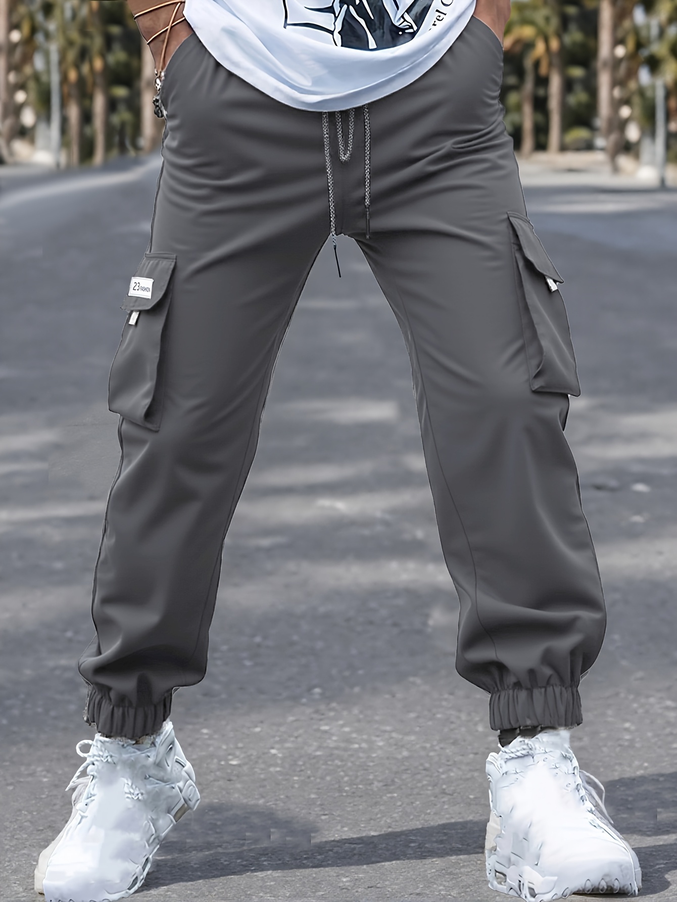 【Anyone more】Seri Gray Cargo String Pants Amazon.com: mens grey cargo pants xl mens workout pants men