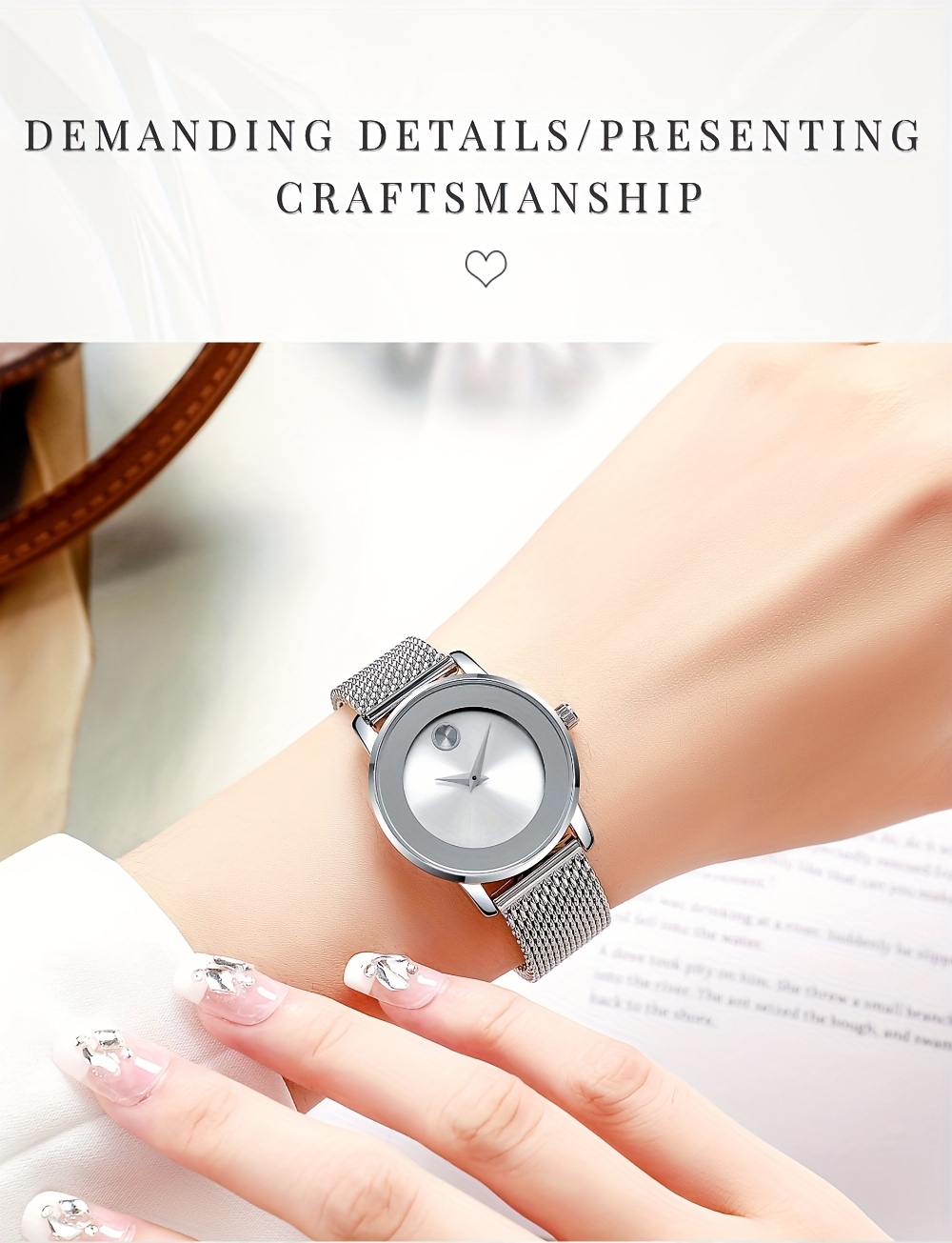 CHRONOS Women's Fashion Classic Versatile Watch, Stainless Steel Braided Strap Trendy No-Second-Hand Design, Exquisite Compact Light Luxury Party Quartz Watch, Business Travel Ladies Watch, Holiday Gift Watch, Elegant and Gorgeous Women's Wristwatch