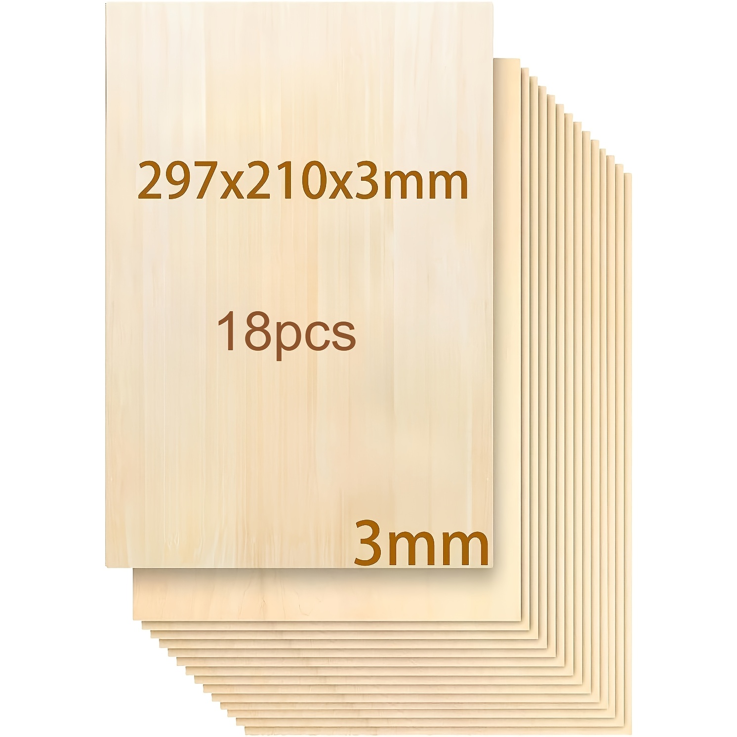 Image of Dofiki 8/18pcs Basswood Plywood 297x210x3mm, 3mm Untreated Wood Craft Wood For Diy Ornaments And Models Sketching Painting Woodworking Burning And Laser Cutting Engraving