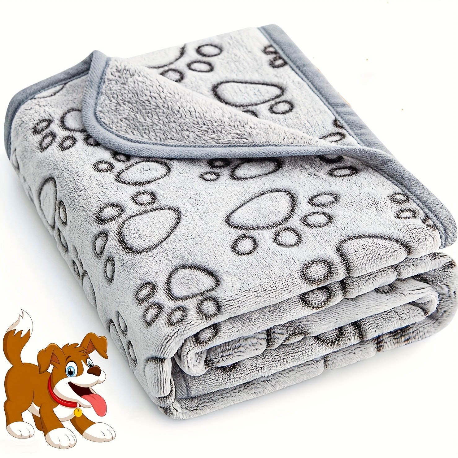 

Cozy Paw Print Dog Blanket - Soft Polyester, Machine Washable, Ideal For Medium Breeds