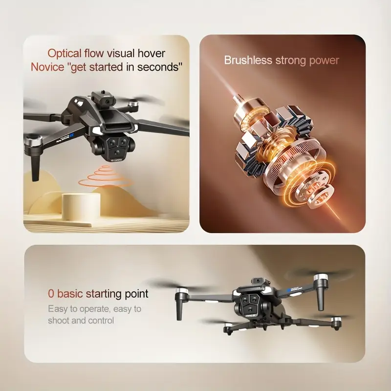 22 5g with large screen rc esc three lenses 360 degree intelligent obstacle avoidance brushless power wifi fpv dual lens switching to return to with 2 batteries and carry bag details 2