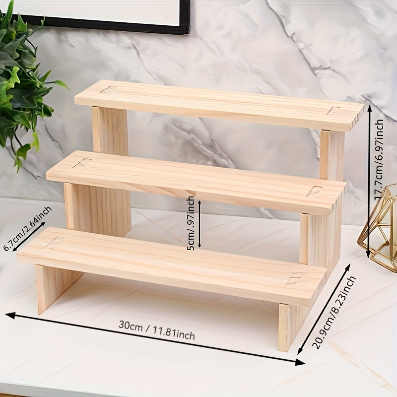 TEMU 1pc Vintage-style Wooden Staircase Jewelry Display Rack - , Natural Finish, Earrings, Bracelets, Necklaces & Glasses, Accessory Organizer| Decor|wooden Construction, Jewelry Display Rack