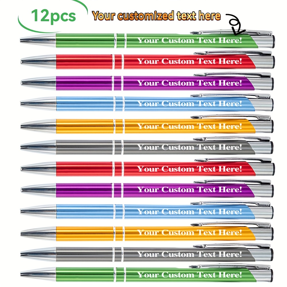 

12pcs Personalized Metal Ballpoint Pens, School Customization, Name Customization, Company Customization, Store Customization