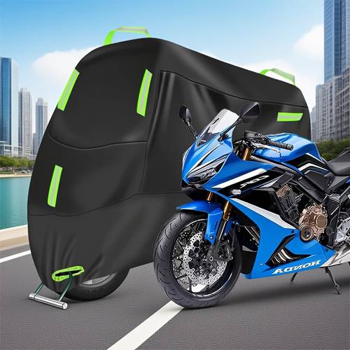item picture glow in dark guardian 210d thickened motorcycle cover green reflective tape rain and car cover oxford cloth dust cover with built in lock motorcycle protection cover