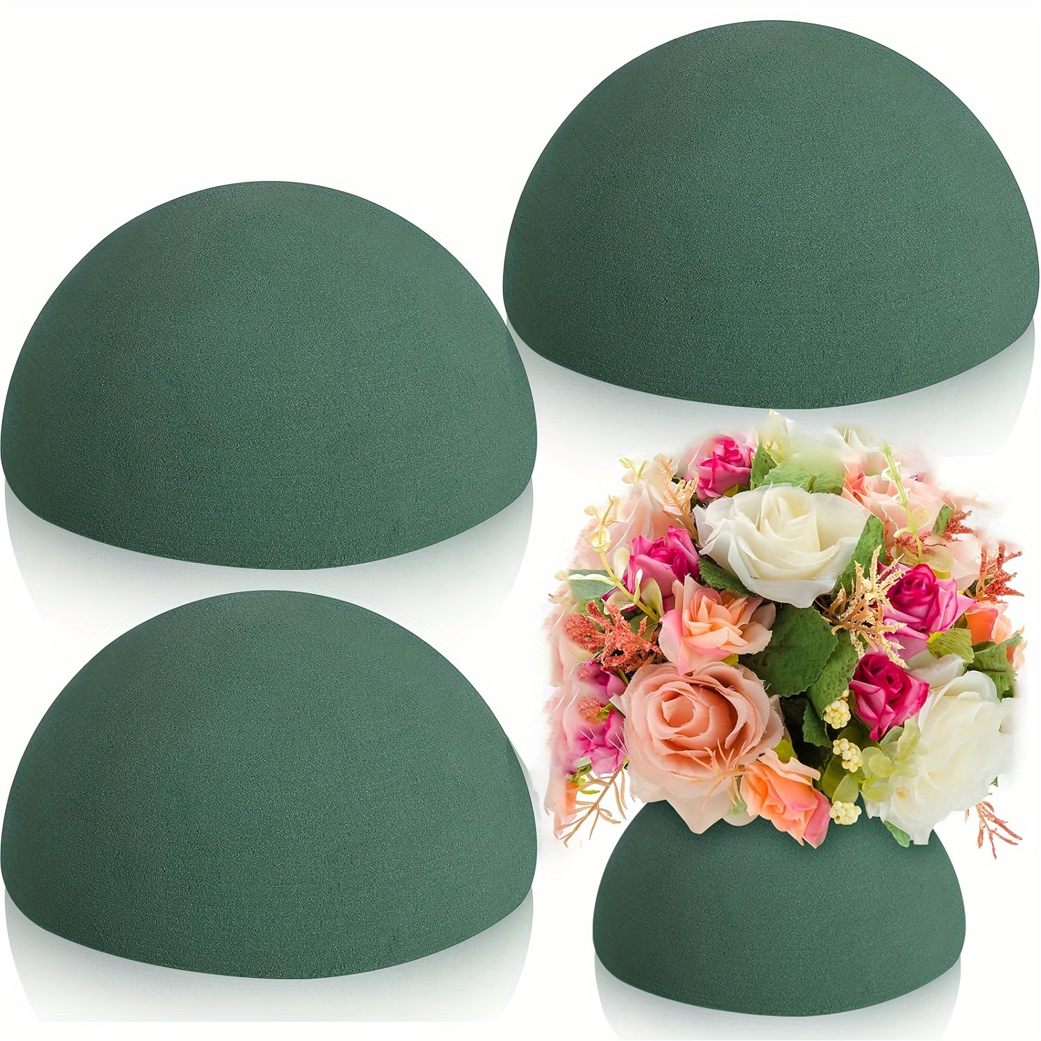 

Floral Foam For Fresh Flowers - 4 Pack Semi-circle Plastic Floral Foam Blocks For Arrangements And Crafts