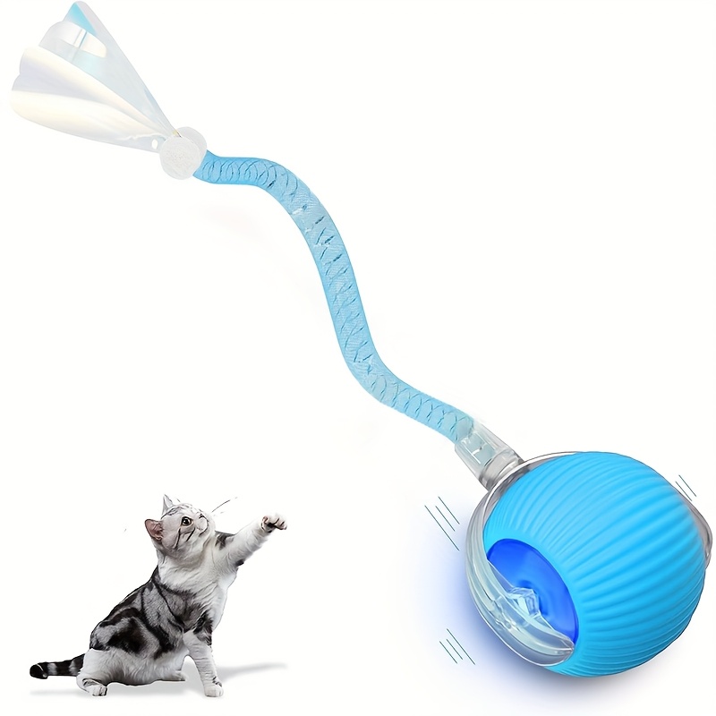 Interactive Rolling Cat Ball Toy, Electric Cat Ball Toy, Self-rolling Ball Cat Toy On Carpet, Automatic Cat Toy Ball As Gift, With Tail Moving Cat Toy