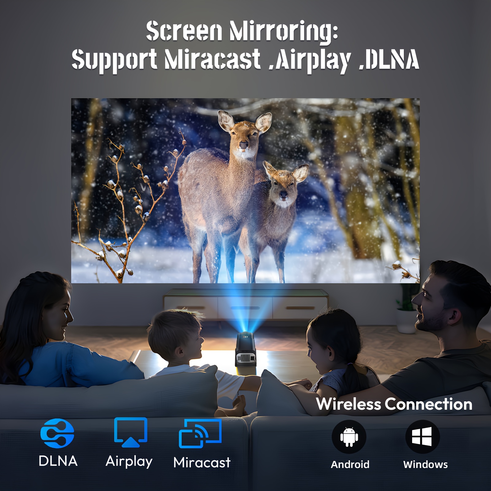 XGODY Support 4K Projector-Android 11, Dual Wi-Fi 6 & 5G, 350ANSI, 720P Native, Auto Focus & Keystone, 180° Rotating Stand, BT/Wi-Fi/Wired Mirroring for Office & Cinema