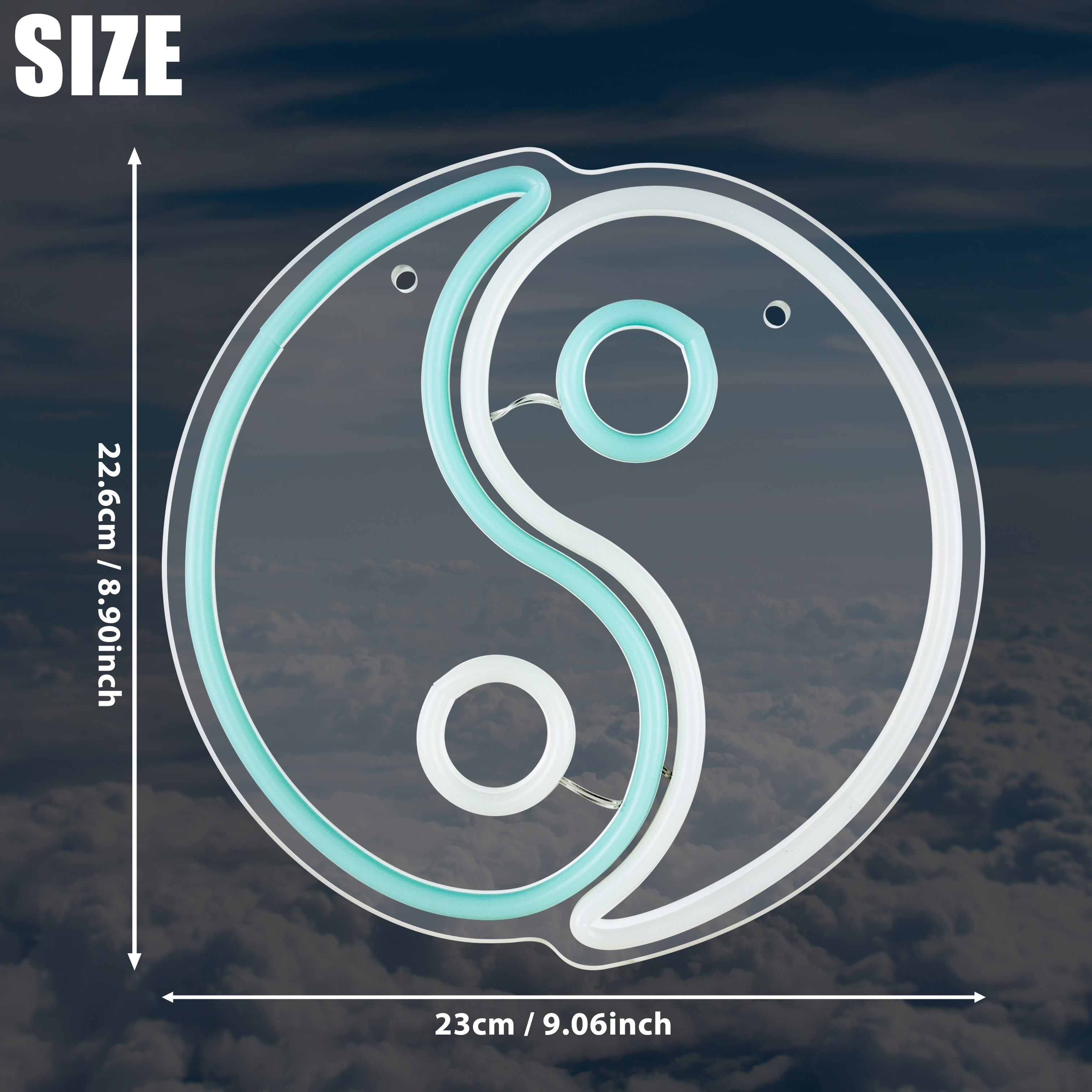 SZREBOW Tai Chi Neon Sign, LED Yin and Yang Door Mount Light with USB Power, Switch Control, Multipurpose Decor for Bedroom, Living Room, Game Room, Man Cave, Party, No Battery Required, Single Color