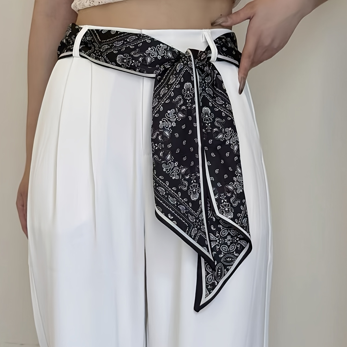 Image of 2025 New Paisley Long Scarf Belt For Women, Jeans Belt Accessory Ribbon