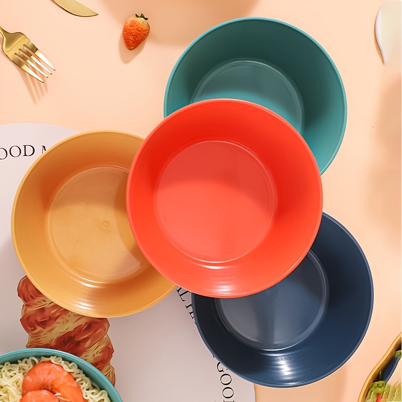 Image of 4pcs, Colored Plastic Bowls, Large Bowls, Salad Bowls, Food Bowls, Grain Bowls, Soup Bowls, Oat Bowls, Grain Bowls, Rice Bowls, Suitable For Family And Restaurant Gatherings