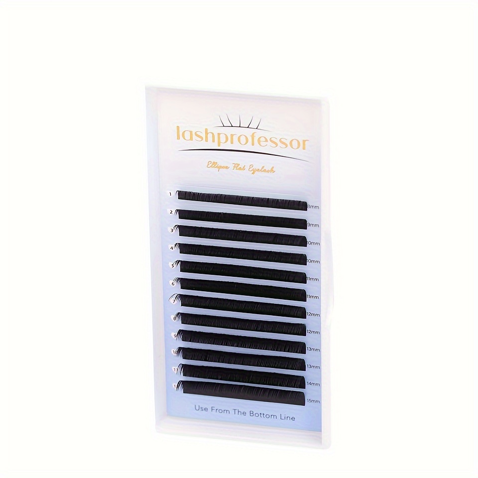 Image of Ellipse Flat Eyelash Tips C Cc D Dd 0.15mm 0.20mm Matte Flat Lashes Makeup Eyelash Lashes 12rows Lashes Extensions
