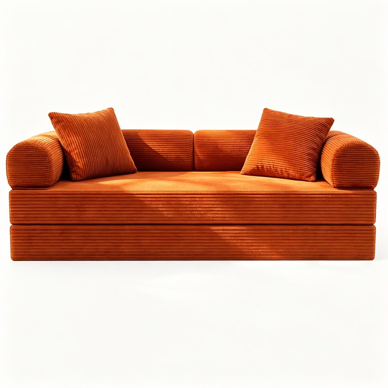 Image of Black Corduroy Extendable Sofa Bed, Easy Clean Multi- Room Bedroom Small Apartment