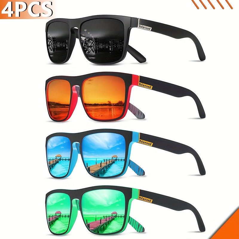 

Kuguaok 4-pack Men's Polarized Fashion Glasses - Lightweight Square Frame For Cycling & Fishing, Ac Lens