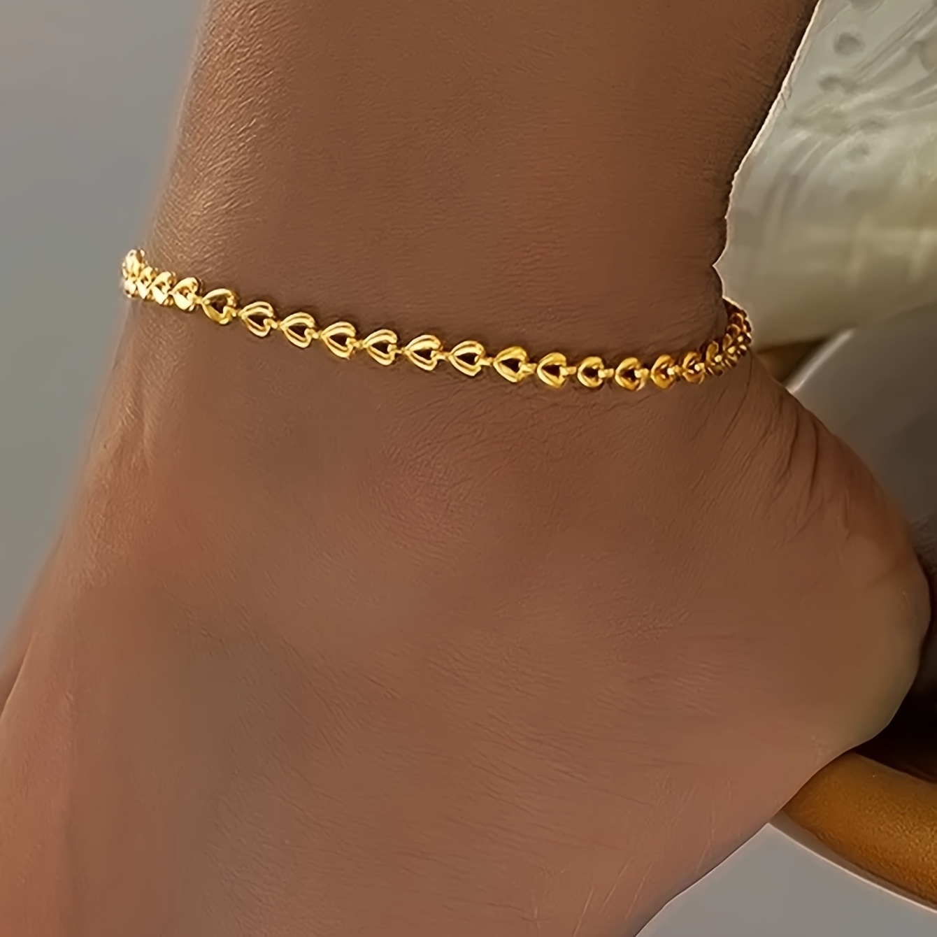 Image of 1pc Women's Anklet, Stackable Style Spring Summer Stainless Tassel Waterproof Beach Vacation Foot Chain Daily Gift Jewelry (heart Count Random)