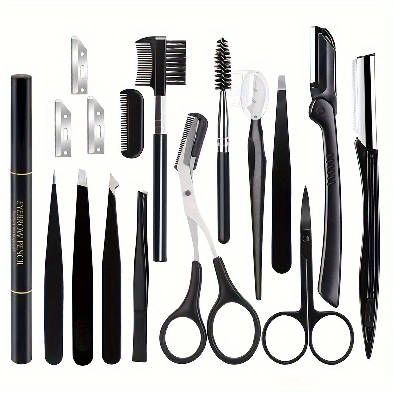 

2/5/9/12/17pcs Eyebrow Shaping Eyebrow Trimmer Set Eyebrow Razor Scraping Eyebrow Comb Razor Eyebrow Clip Scissors Tweezers Makeup Tools Sets