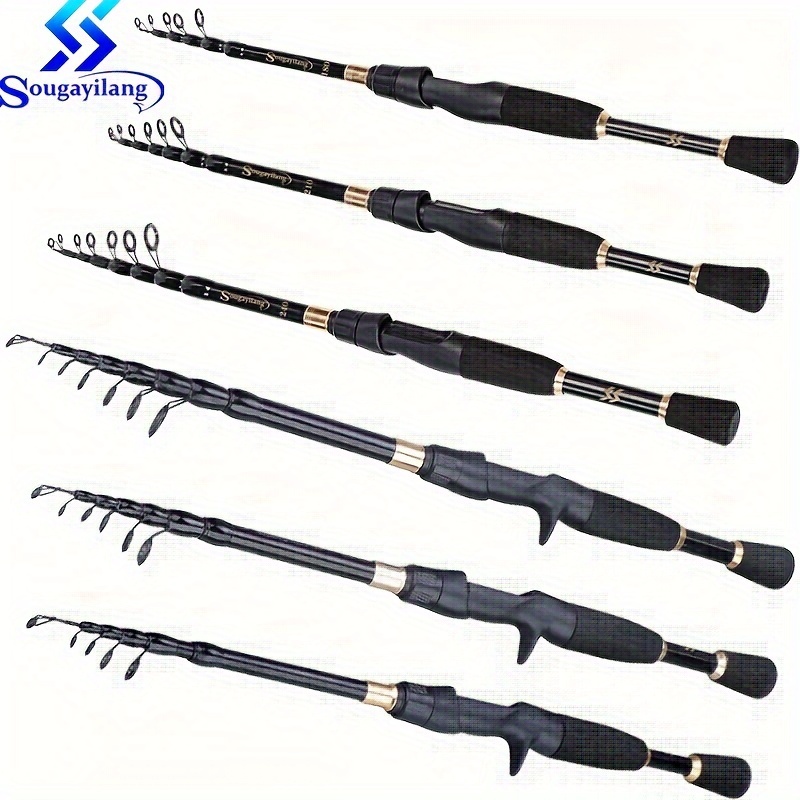 

Sougayilang Telescopic Fishing Rod, /casting, Portable Graphite Carbon Fiber, 5.9ft To 7.87ft With Comfort Eva Handle - Black, Golden Accents, Ideal For Saltwater & Freshwater Fishing