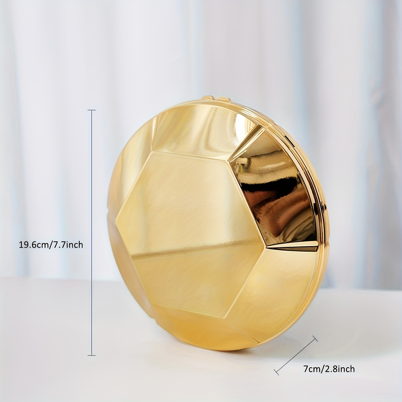 Women's UFO Evening Bag with Detachable Chain Strap - Hexagonal Disco Party Purse, Magnetic Closure, Minimalist Glamorous Clutch for Weddings, Galas, Concerts - Golden/, Elegant Evening Handbag Gift for Women, Galaxy Event Accessory, Smooth Glossy Finish, Concert Purse, Modern Design, Synthetic Leather Lining, Stylish Accessory, Women's Fashion