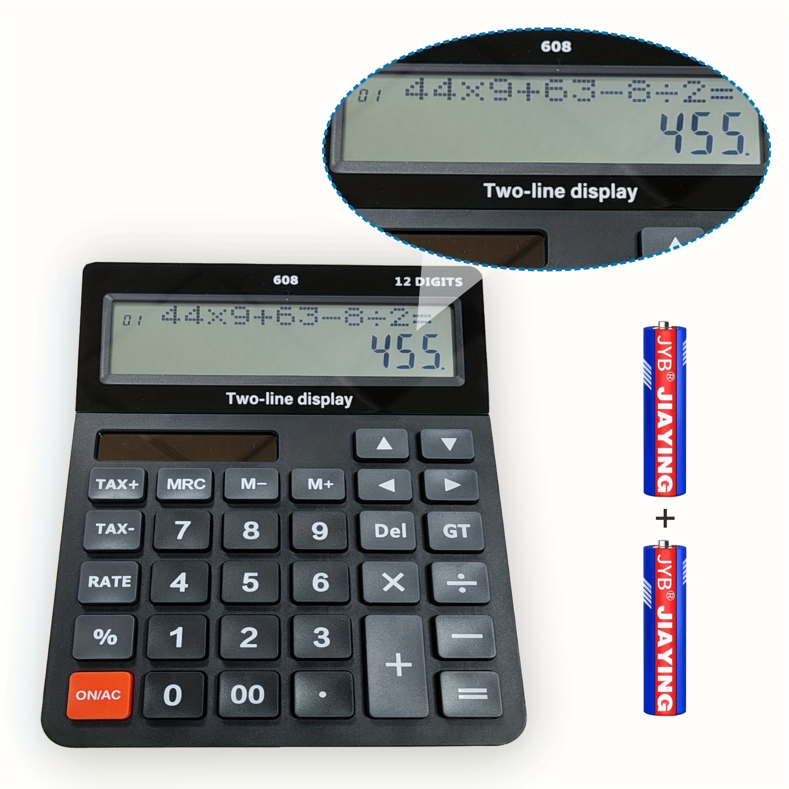 

Battery And Solar Unique 120-step Calculation Check 12 Digit 2 Line Extra Large Calculator Big Buttons And 5.5" Lcd Display, Configurable Tax Rate For Tax Calculations