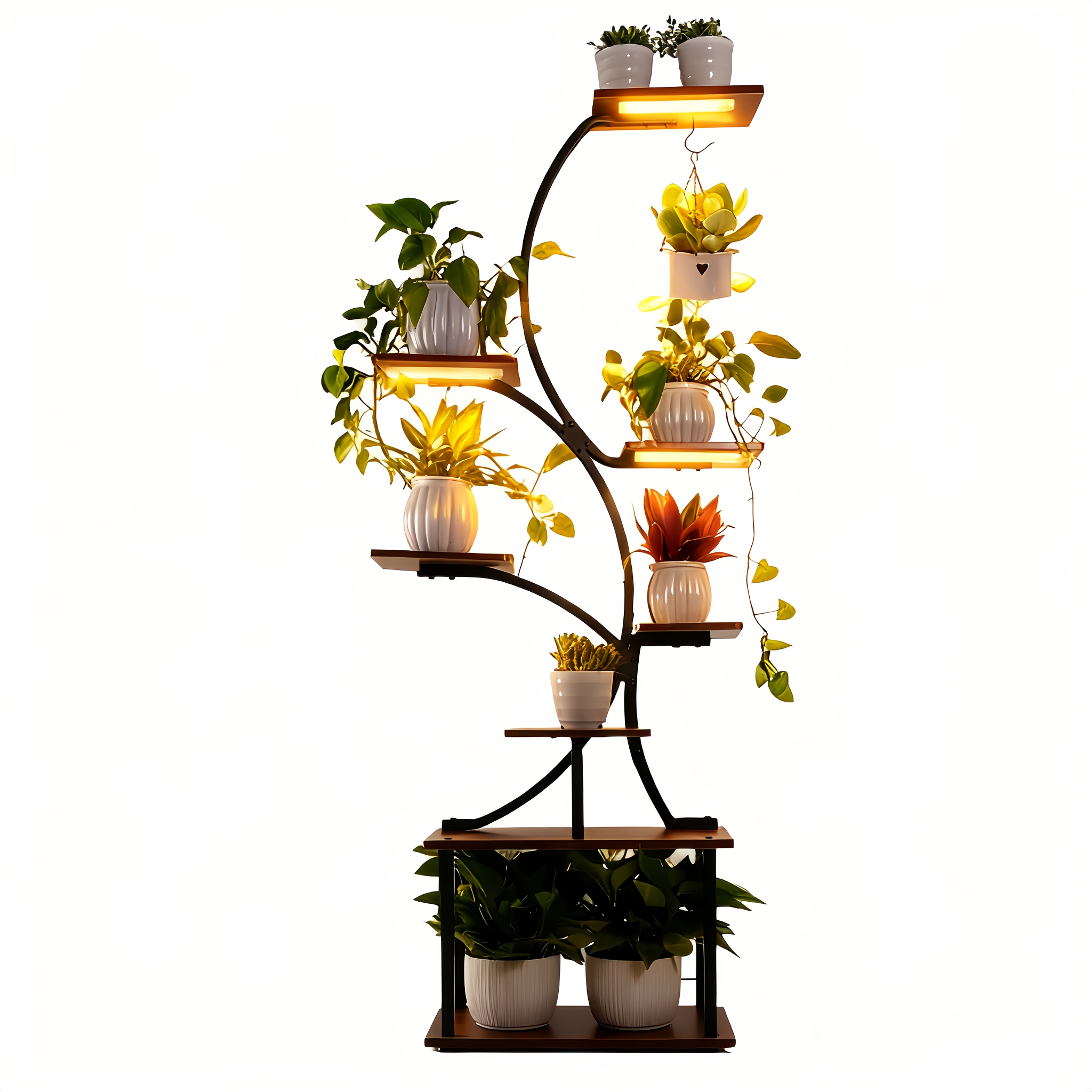TEMU Indoor Plant Stand With Grow Light, 7-tier Indoor Plant Stand, 49 Inch Indoor Plant Corner Stand, Metal Plant Flower Display Stand, Tree Shaped