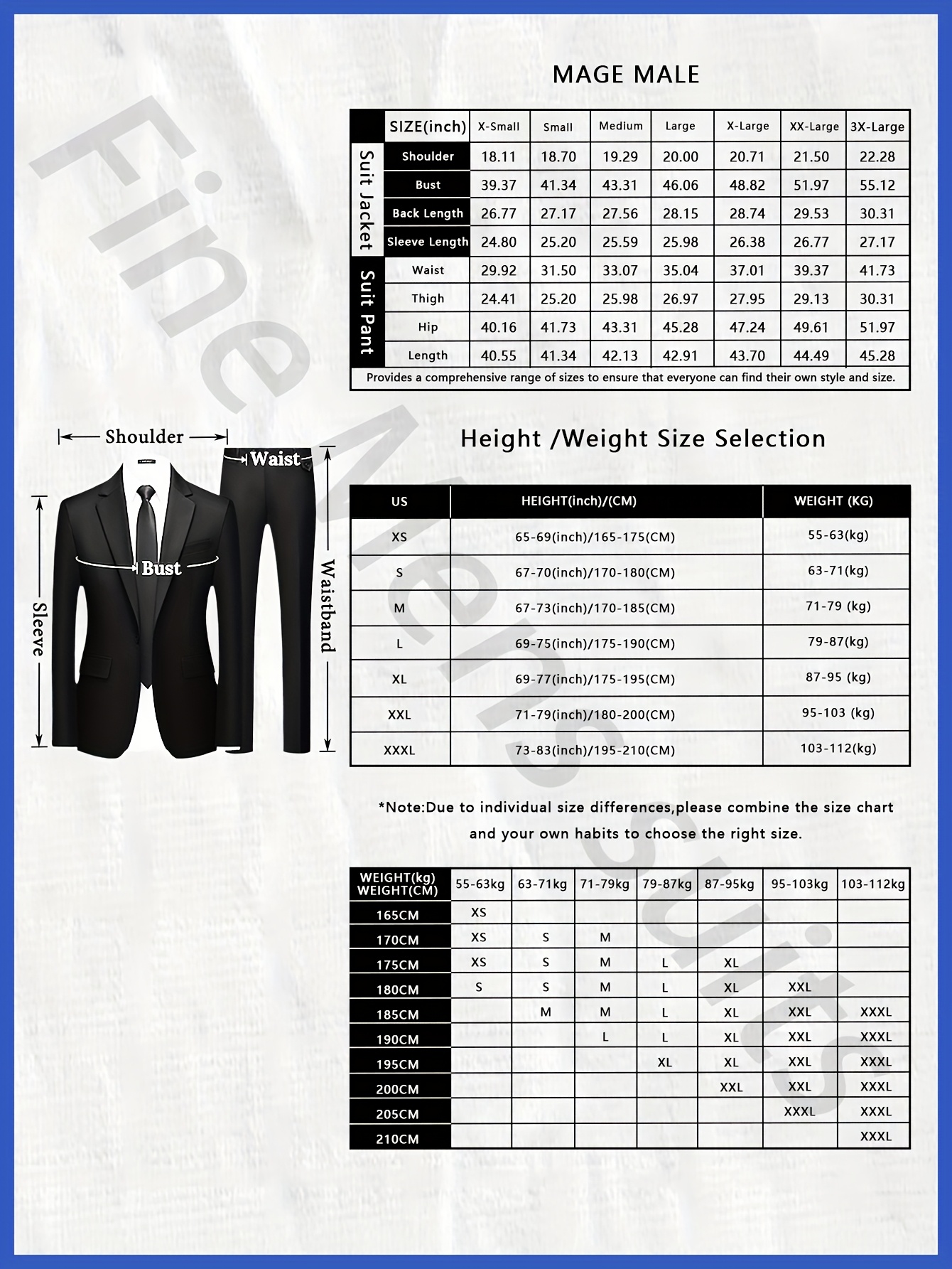 Ensemble Costume d'Affaires Léger Slim Fit pour Hommes de Boutique, Veste de Mariage + Gilet + Pantalon 3pcs
