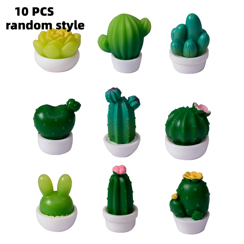 Image of 10pcs, Miniature Landscape Ornament, Artificial Cactus And Succulent Potted Plant Models, Dollhouse Living Room Scene Decoration Models, Styles Random