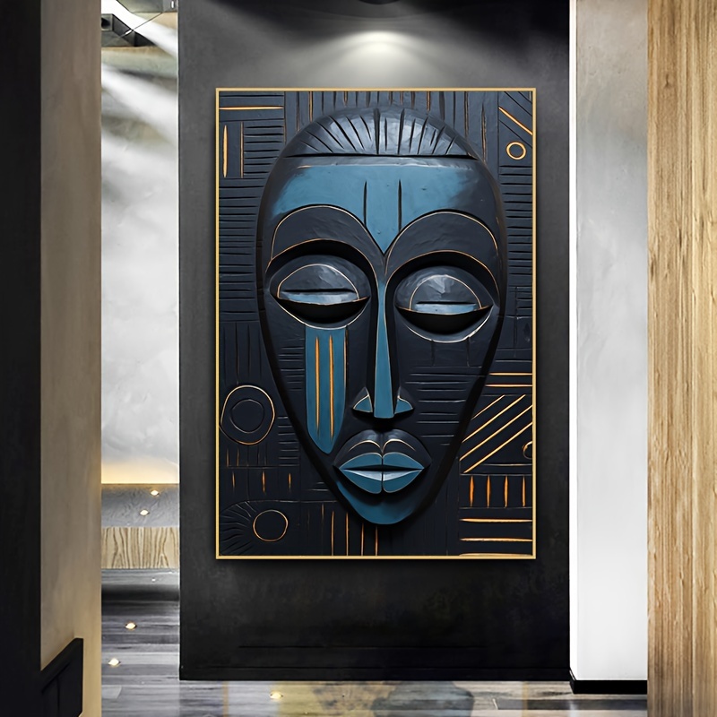 

African Tribal Mask Canvas Wall Art Print - Frameless 1pc 80x120cm Poster, Modern Home Decor For Living Room And Bedroom, Ethnic Artwork Without Electricity