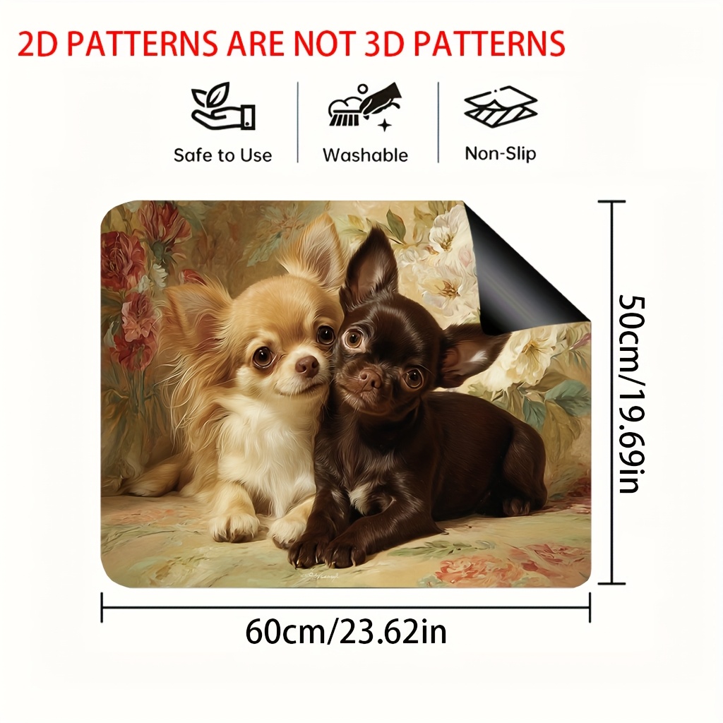TEMU 1pc Cute Chihuahua Stove Cover Mat & Hot Plate Protector - 2d Flat Print Gas/olectric Stovetop Pad, Non-slip Brown/white/beige Tiling Design For