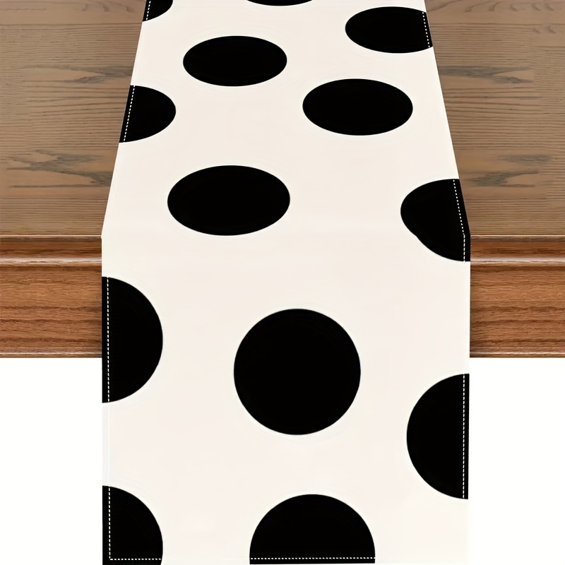 

1pc, Table Runner, Polka Dot Printed Table Runner, Simple Modern Style Polyester Table Runner, Fade Resistant, Wipe Clean, For Dining Table Decor And Dinner Supplies
