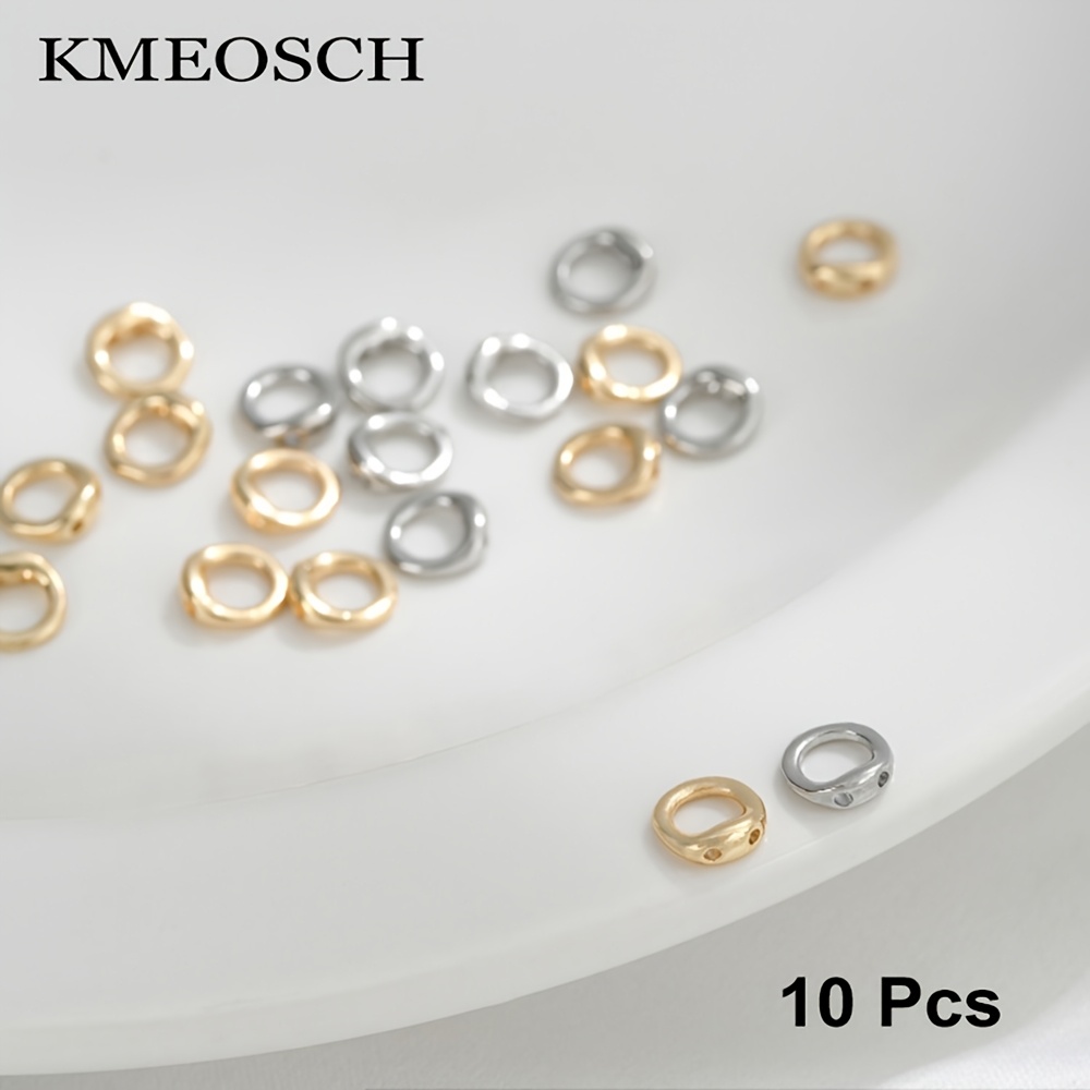 Kmeosch 18k Gold Plated Double Hole Jump Rings - Clasp Connector Rings Suitable For Making, Bracelet & Necklace Findings, Beading Wire Stringing - 18k Gold Plated Jump Rings For Bead Loom & Multi-bead